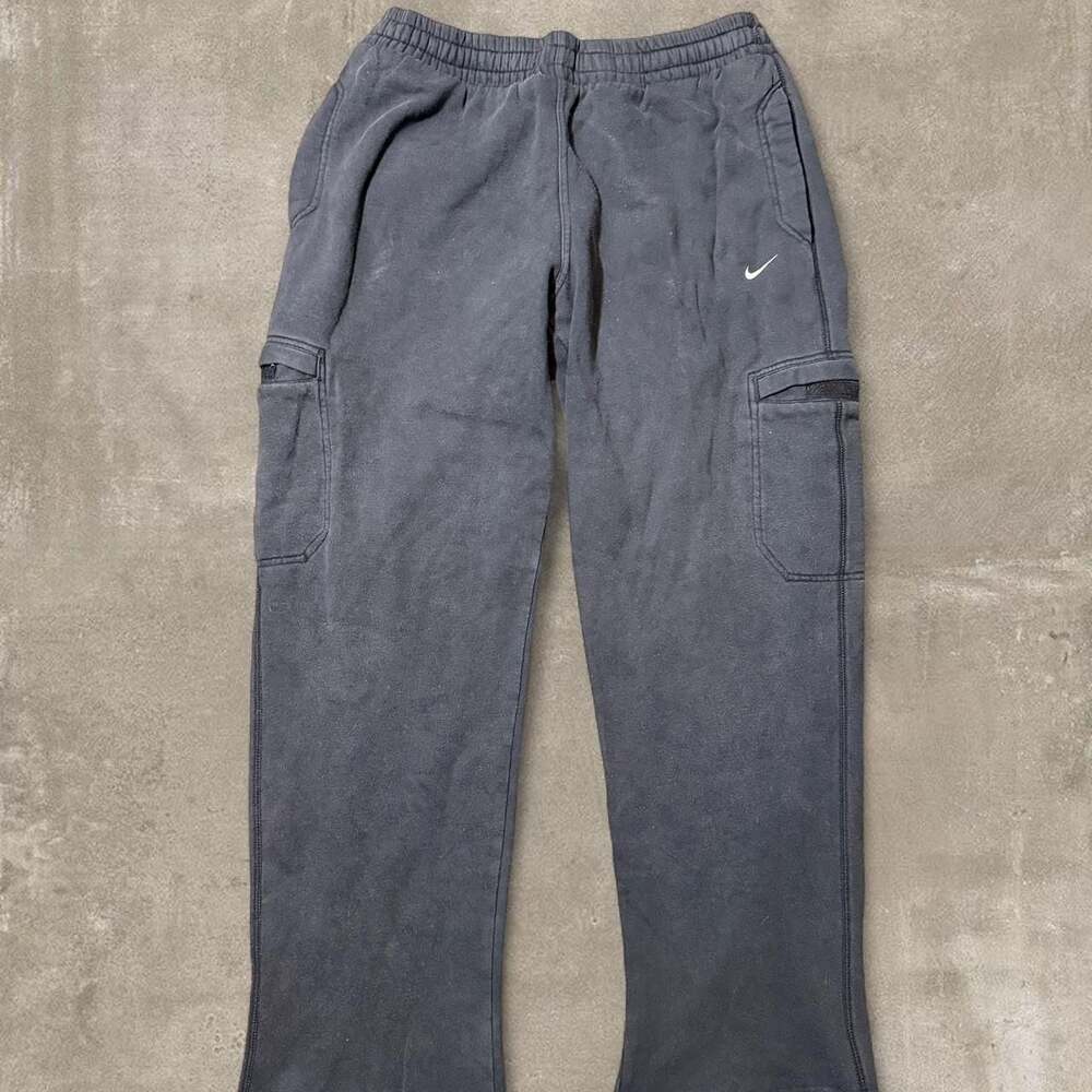 Vintage Nike Y2K Cargo Sweatpants Black Faded Joggers - Size XL